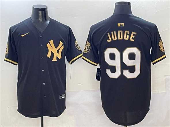 Men%27s New York Yankees #99 Aaron Judge Black Gold With Patch Limited Stitched Jersey
